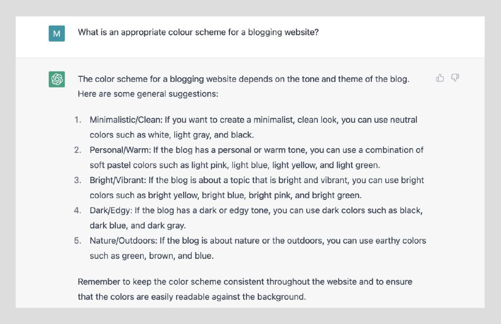 An appropriate color scheme for a blogging website An appropriate color scheme for a blogging website