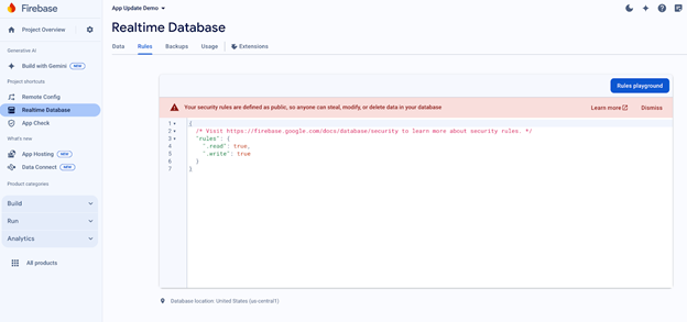 Firebase Active Realtime Database